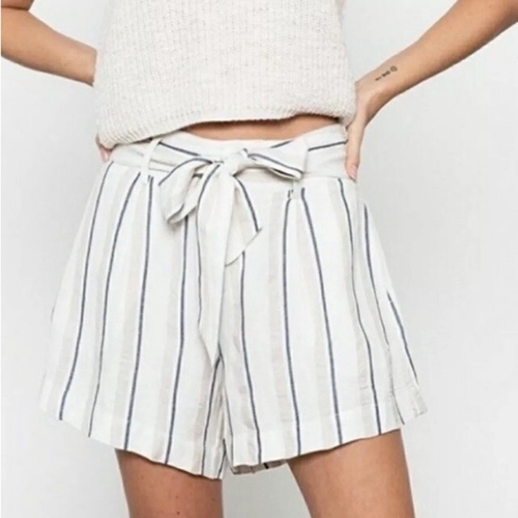 EUC Rails High Waist Linen Katy Shorts in Coco Stripe - Picture 1 of 9